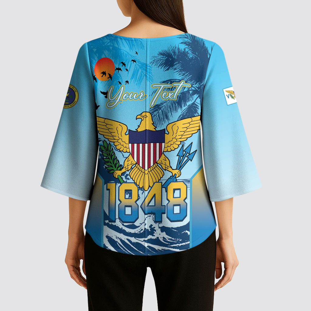 US Virgin Islands Independence Day Personalized Kimono Sleeve Blouse 1848 Proud Palm Tropical Style