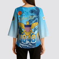 US Virgin Islands Independence Day Personalized Kimono Sleeve Blouse 1848 Proud Palm Tropical Style