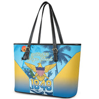 US Virgin Islands Independence Day Leather Tote Bag 1848 Proud Palm Tropical Style