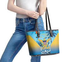 US Virgin Islands Independence Day Leather Tote Bag 1848 Proud Palm Tropical Style