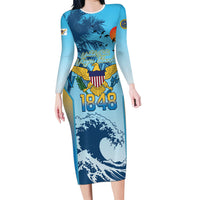 US Virgin Islands Independence Day Personalized Long Sleeve Bodycon Dress 1848 Proud Palm Tropical Style