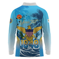 US Virgin Islands Independence Day Personalized Long Sleeve Polo Shirt 1848 Proud Palm Tropical Style