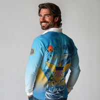 US Virgin Islands Independence Day Personalized Long Sleeve Polo Shirt 1848 Proud Palm Tropical Style