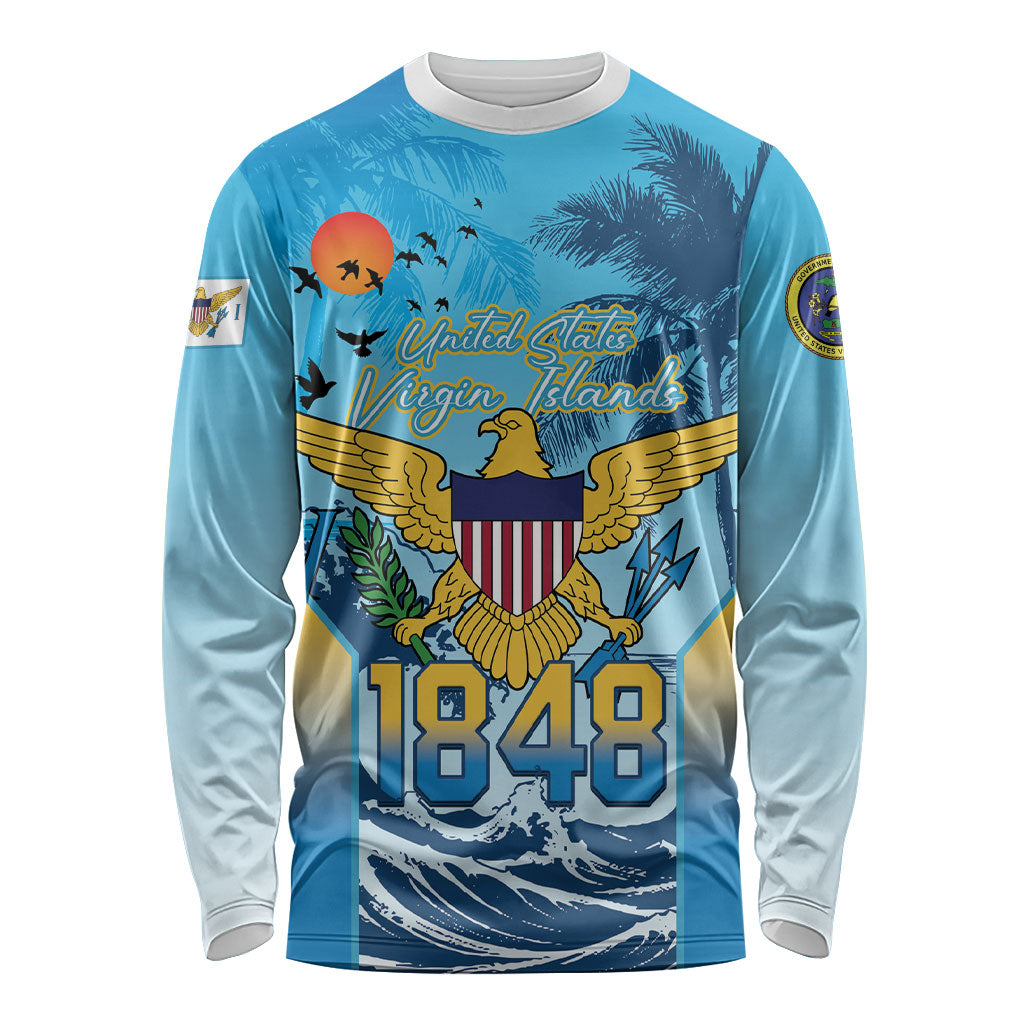 US Virgin Islands Independence Day Personalized Long Sleeve Shirt 1848 Proud Palm Tropical Style