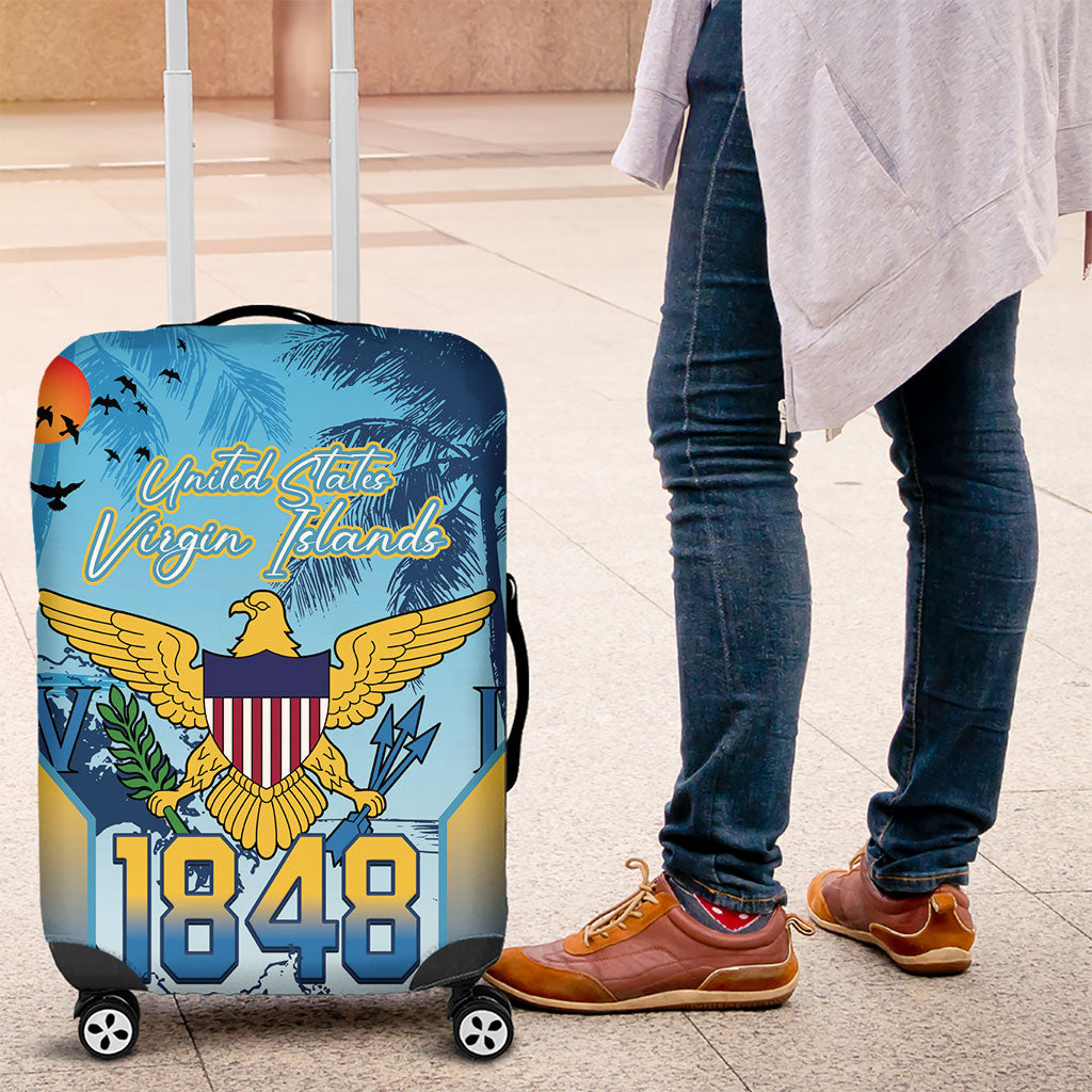 US Virgin Islands Independence Day Luggage Cover 1848 Proud Palm Tropical Style