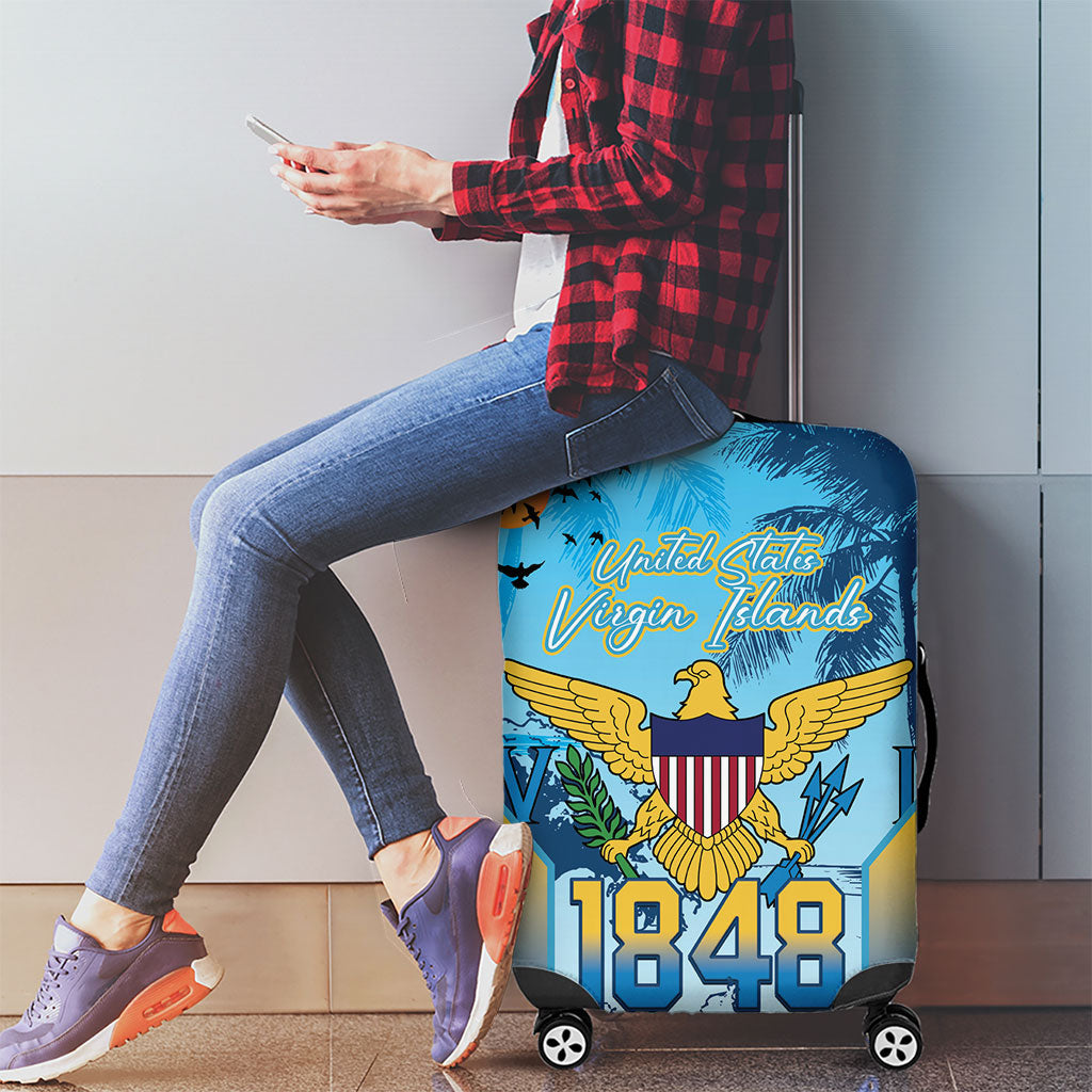 US Virgin Islands Independence Day Luggage Cover 1848 Proud Palm Tropical Style