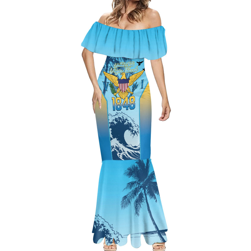 US Virgin Islands Independence Day Personalized Mermaid Dress 1848 Proud Palm Tropical Style