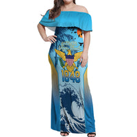 US Virgin Islands Independence Day Personalized Off Shoulder Maxi Dress 1848 Proud Palm Tropical Style