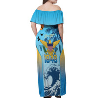 US Virgin Islands Independence Day Personalized Off Shoulder Maxi Dress 1848 Proud Palm Tropical Style
