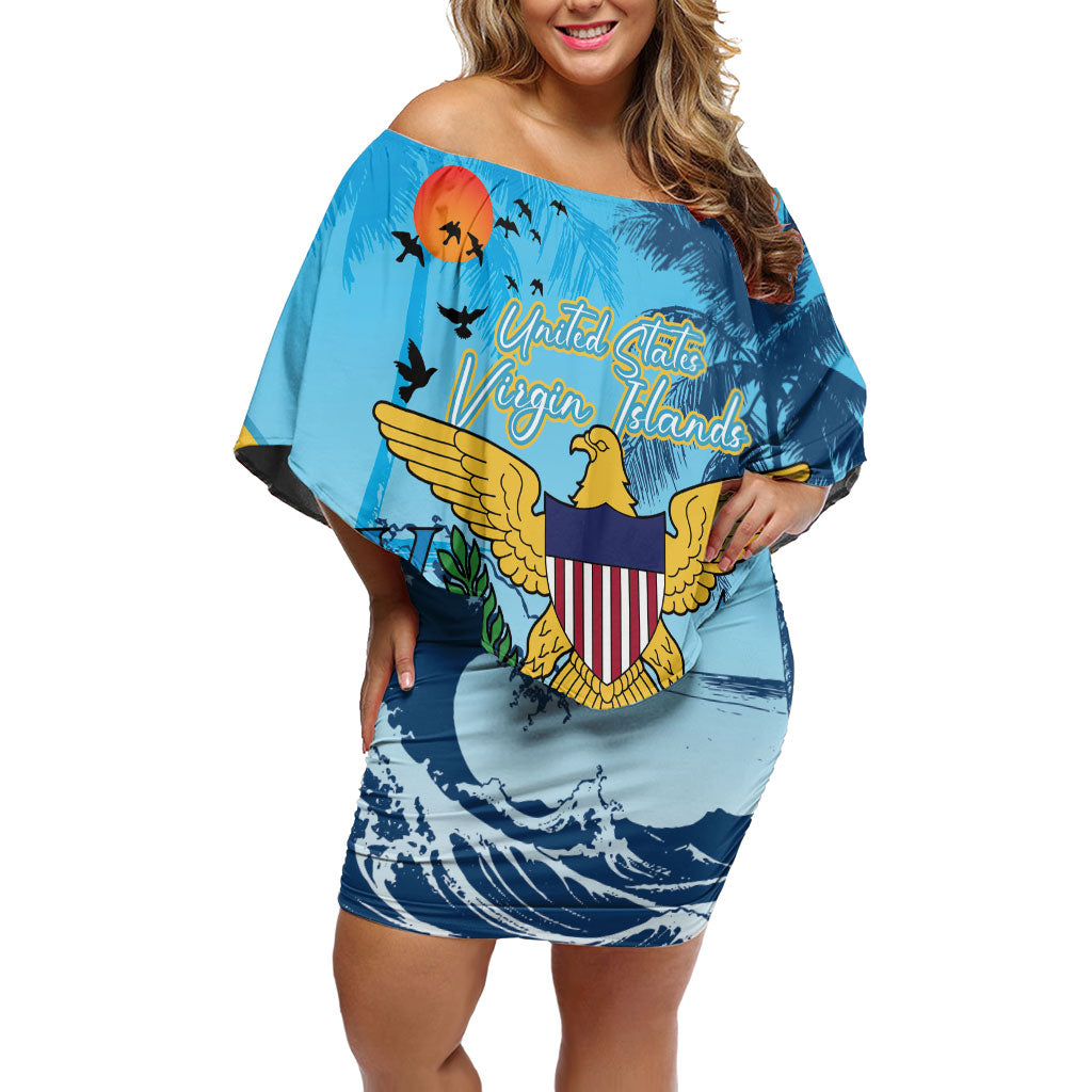 US Virgin Islands Independence Day Personalized Off Shoulder Short Dress 1848 Proud Palm Tropical Style