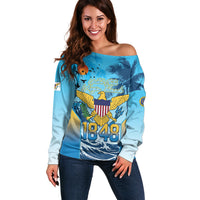 US Virgin Islands Independence Day Personalized Off Shoulder Sweater 1848 Proud Palm Tropical Style