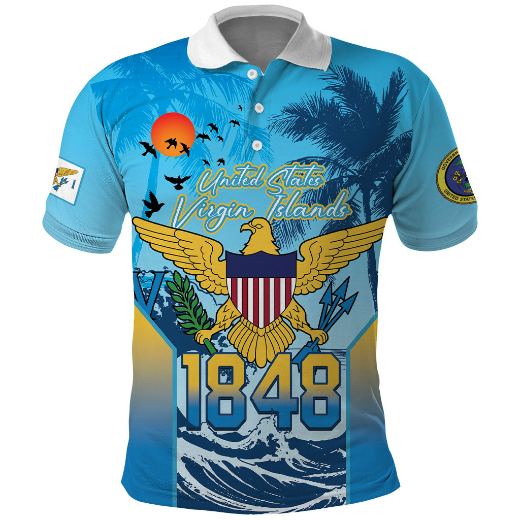 US Virgin Islands Independence Day Personalized Polo Shirt 1848 Proud Palm Tropical Style