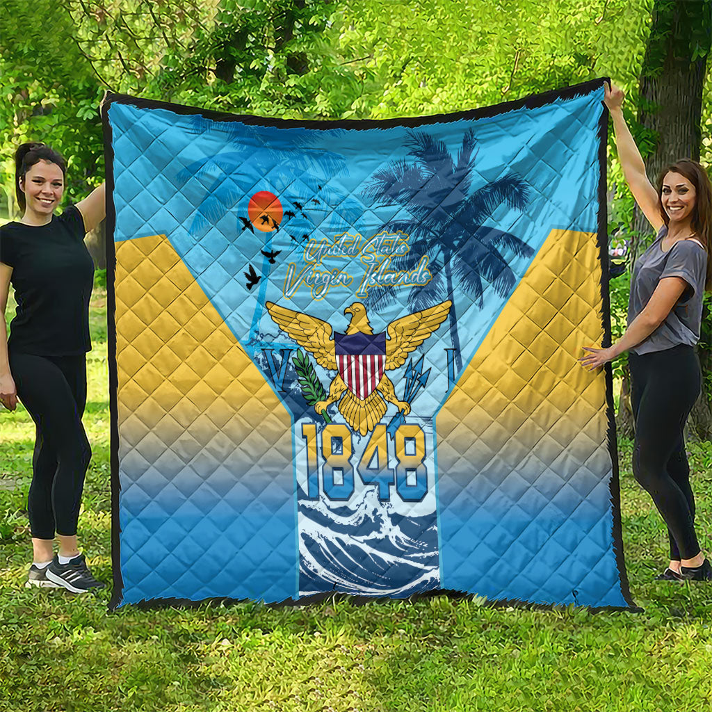 US Virgin Islands Independence Day Quilt 1848 Proud Palm Tropical Style