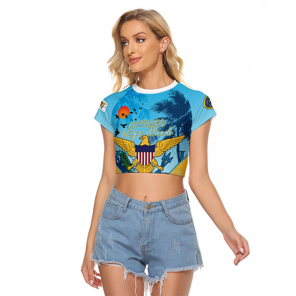 US Virgin Islands Independence Day Personalized Raglan Cropped T Shirt 1848 Proud Palm Tropical Style