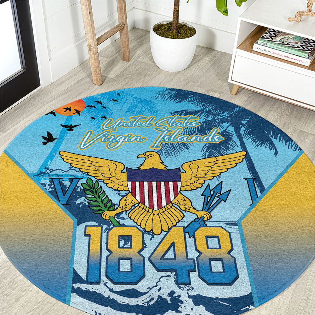US Virgin Islands Independence Day Round Carpet 1848 Proud Palm Tropical Style
