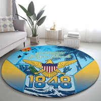 US Virgin Islands Independence Day Round Carpet 1848 Proud Palm Tropical Style