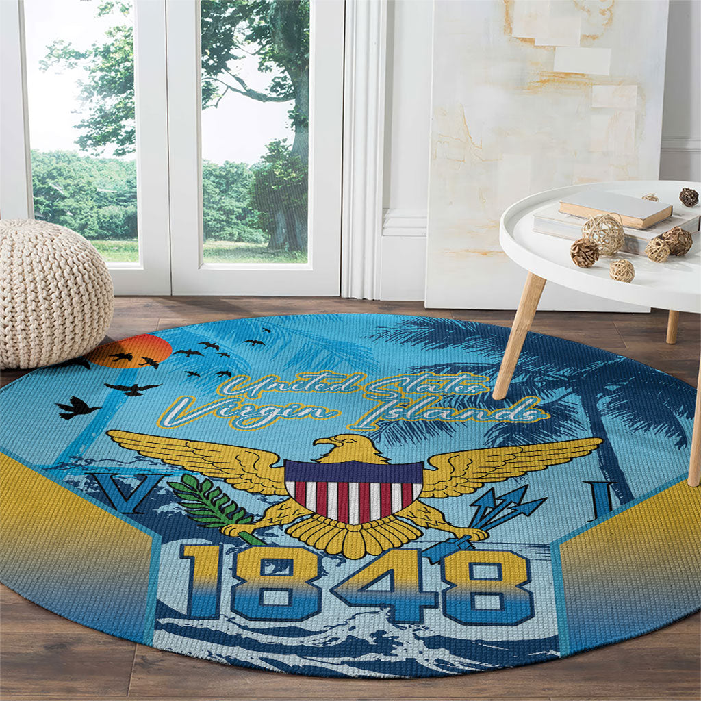 US Virgin Islands Independence Day Round Carpet 1848 Proud Palm Tropical Style