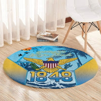 US Virgin Islands Independence Day Round Carpet 1848 Proud Palm Tropical Style