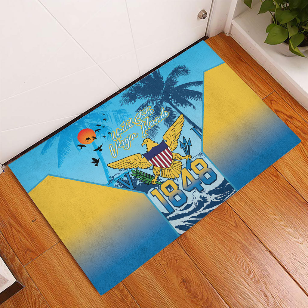 US Virgin Islands Independence Day Rubber Doormat 1848 Proud Palm Tropical Style