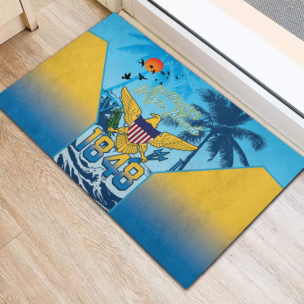 US Virgin Islands Independence Day Rubber Doormat 1848 Proud Palm Tropical Style