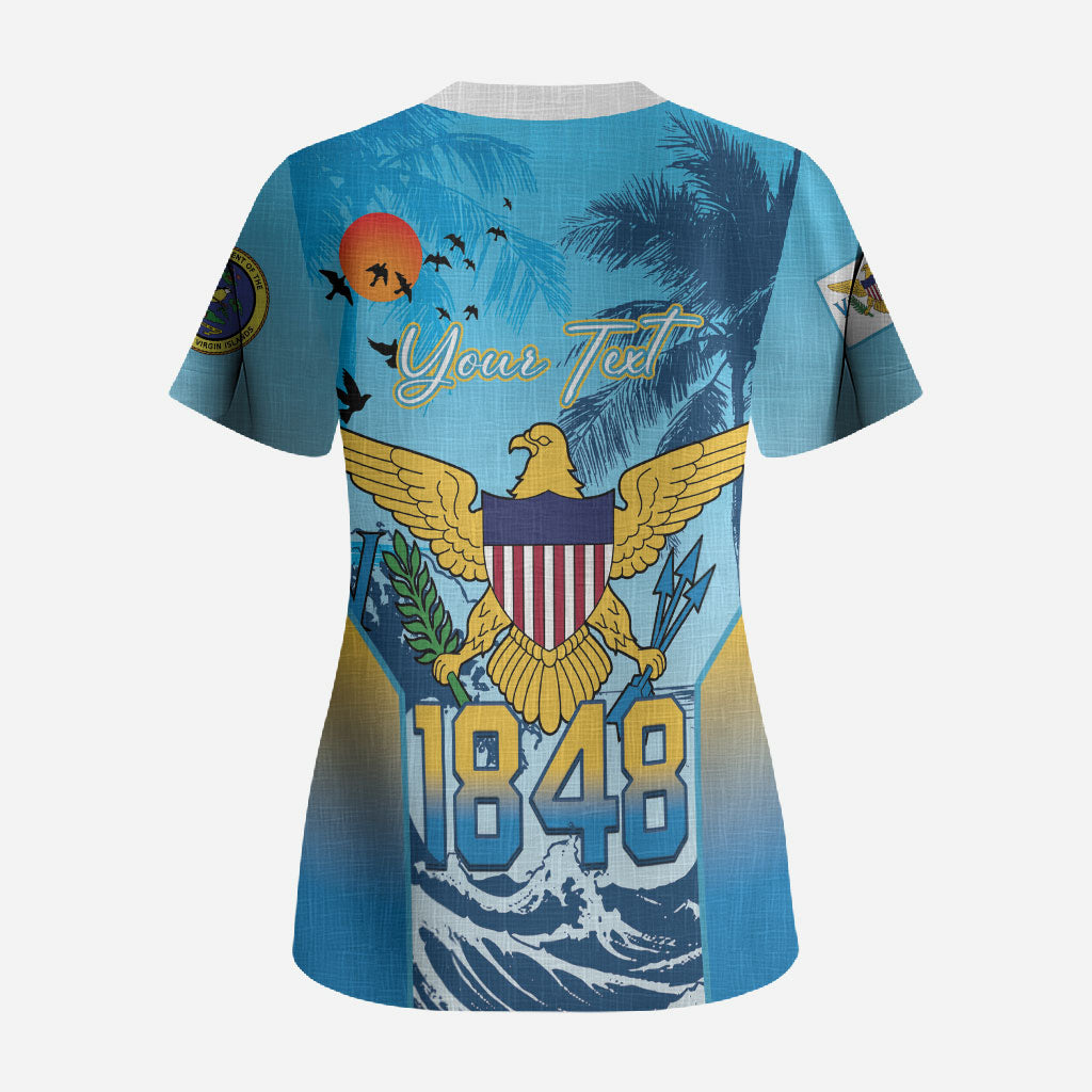 US Virgin Islands Independence Day Personalized Scrub Top 1848 Proud Palm Tropical Style