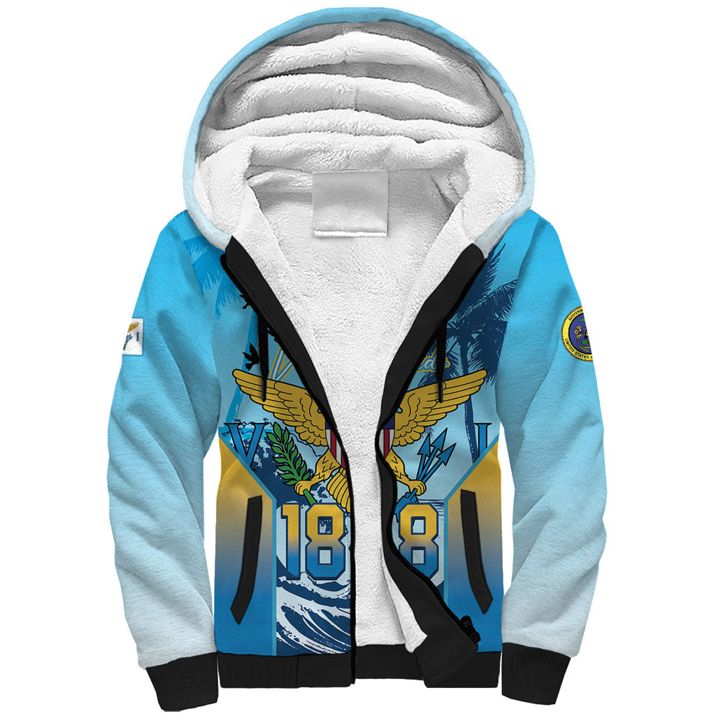 US Virgin Islands Independence Day Personalized Sherpa Hoodie 1848 Proud Palm Tropical Style
