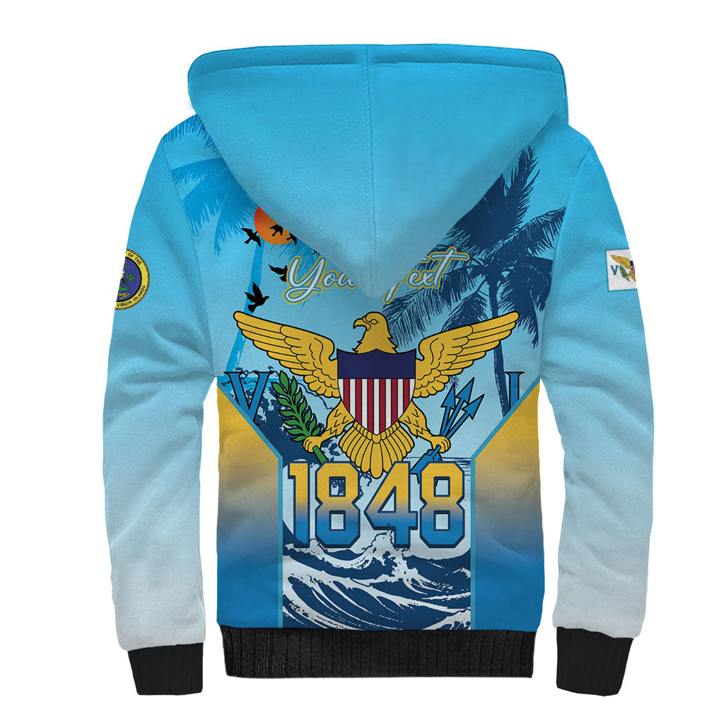 US Virgin Islands Independence Day Personalized Sherpa Hoodie 1848 Proud Palm Tropical Style