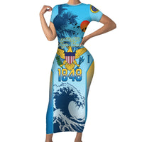 US Virgin Islands Independence Day Personalized Short Sleeve Bodycon Dress 1848 Proud Palm Tropical Style