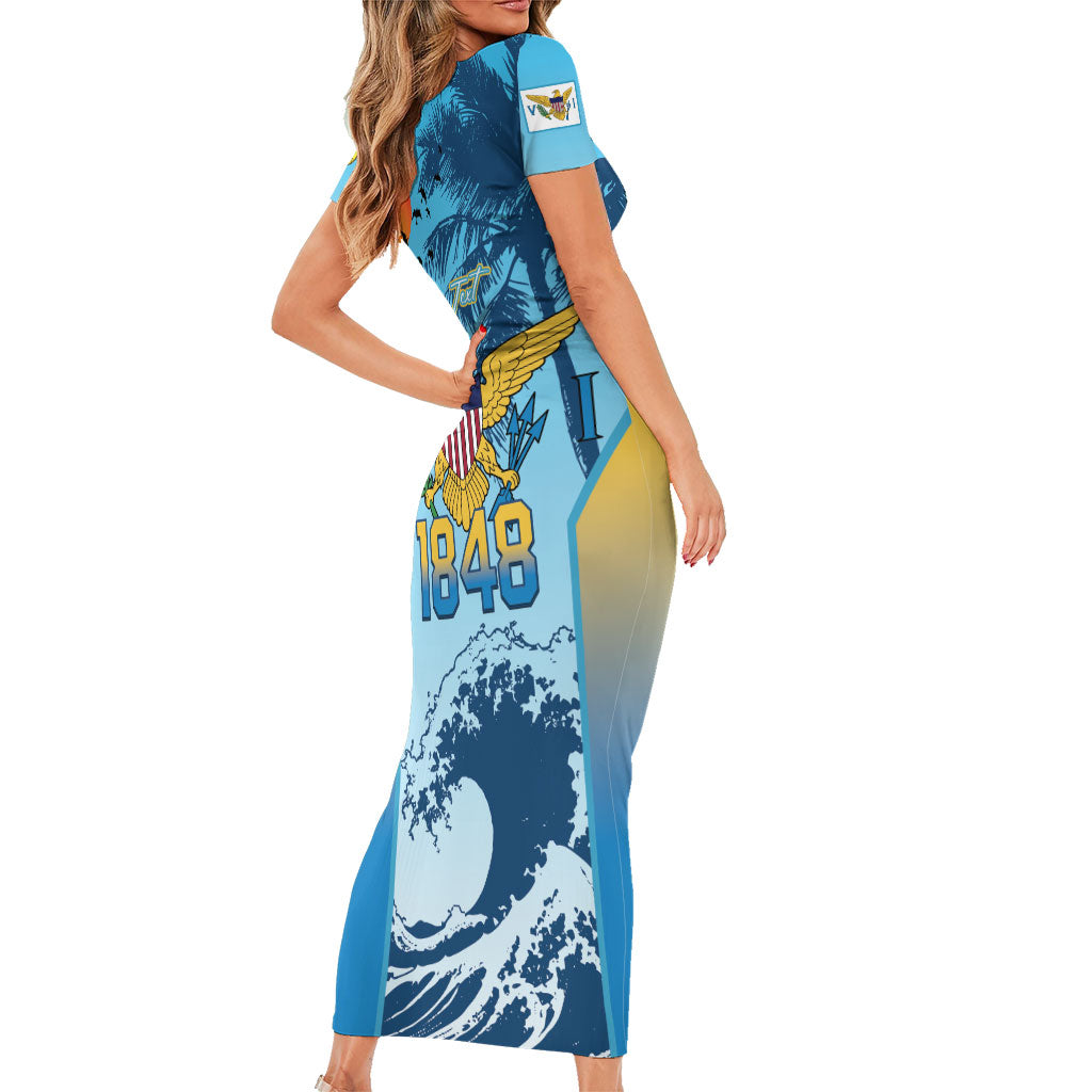 US Virgin Islands Independence Day Personalized Short Sleeve Bodycon Dress 1848 Proud Palm Tropical Style