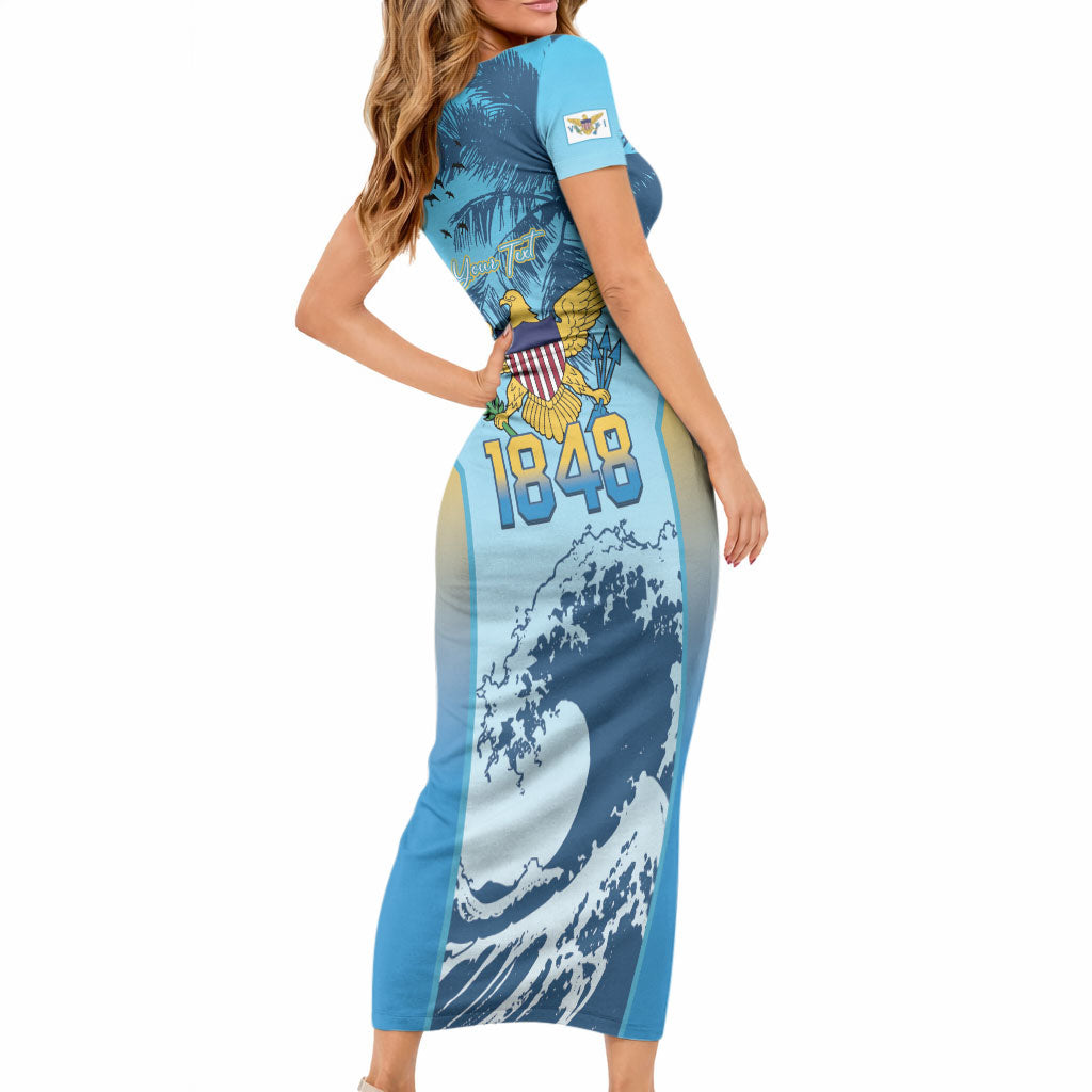 US Virgin Islands Independence Day Personalized Short Sleeve Bodycon Dress 1848 Proud Palm Tropical Style LT14