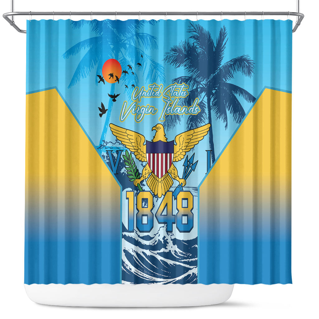 US Virgin Islands Independence Day Shower Curtain 1848 Proud Palm Tropical Style