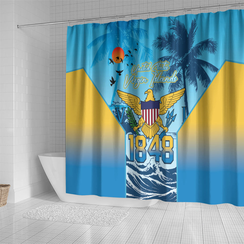 US Virgin Islands Independence Day Shower Curtain 1848 Proud Palm Tropical Style