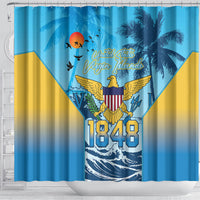 US Virgin Islands Independence Day Shower Curtain 1848 Proud Palm Tropical Style