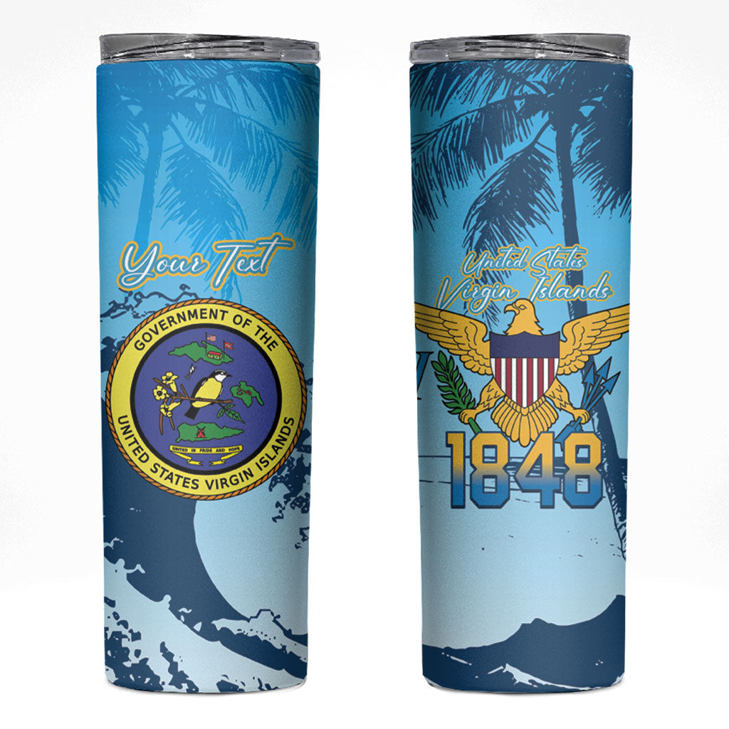 US Virgin Islands Independence Day Personalized Skinny Tumbler 1848 Proud Palm Tropical Style