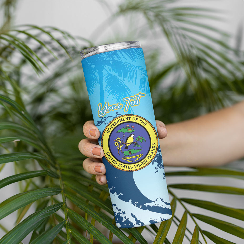 US Virgin Islands Independence Day Personalized Skinny Tumbler 1848 Proud Palm Tropical Style