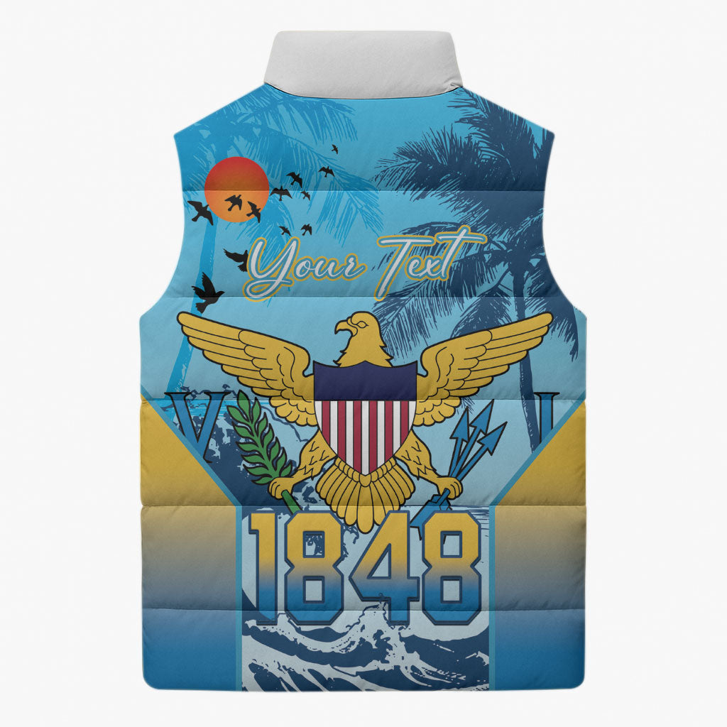 US Virgin Islands Independence Day Personalized Sleeveless Puffer Jacket 1848 Proud Palm Tropical Style