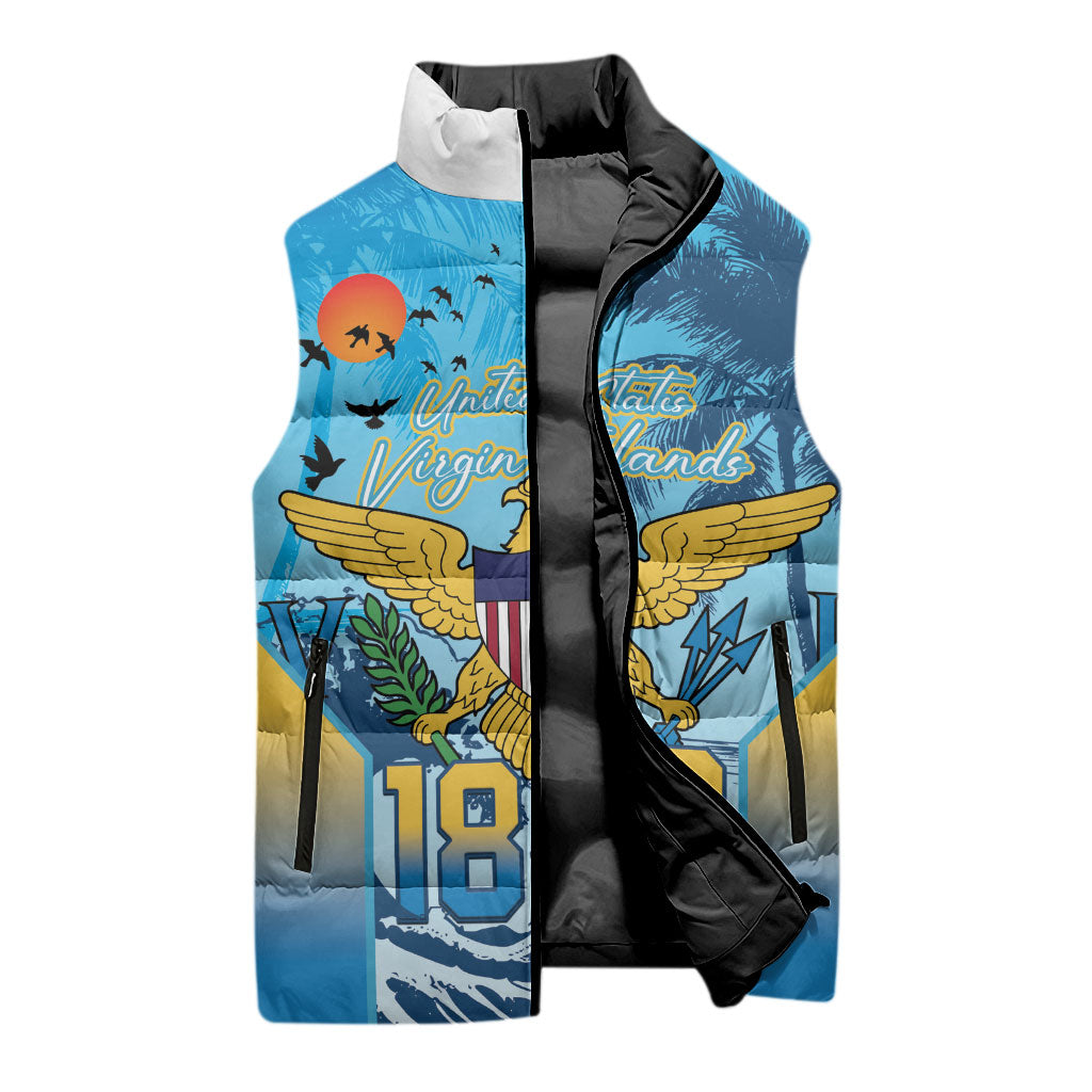 US Virgin Islands Independence Day Personalized Sleeveless Puffer Jacket 1848 Proud Palm Tropical Style