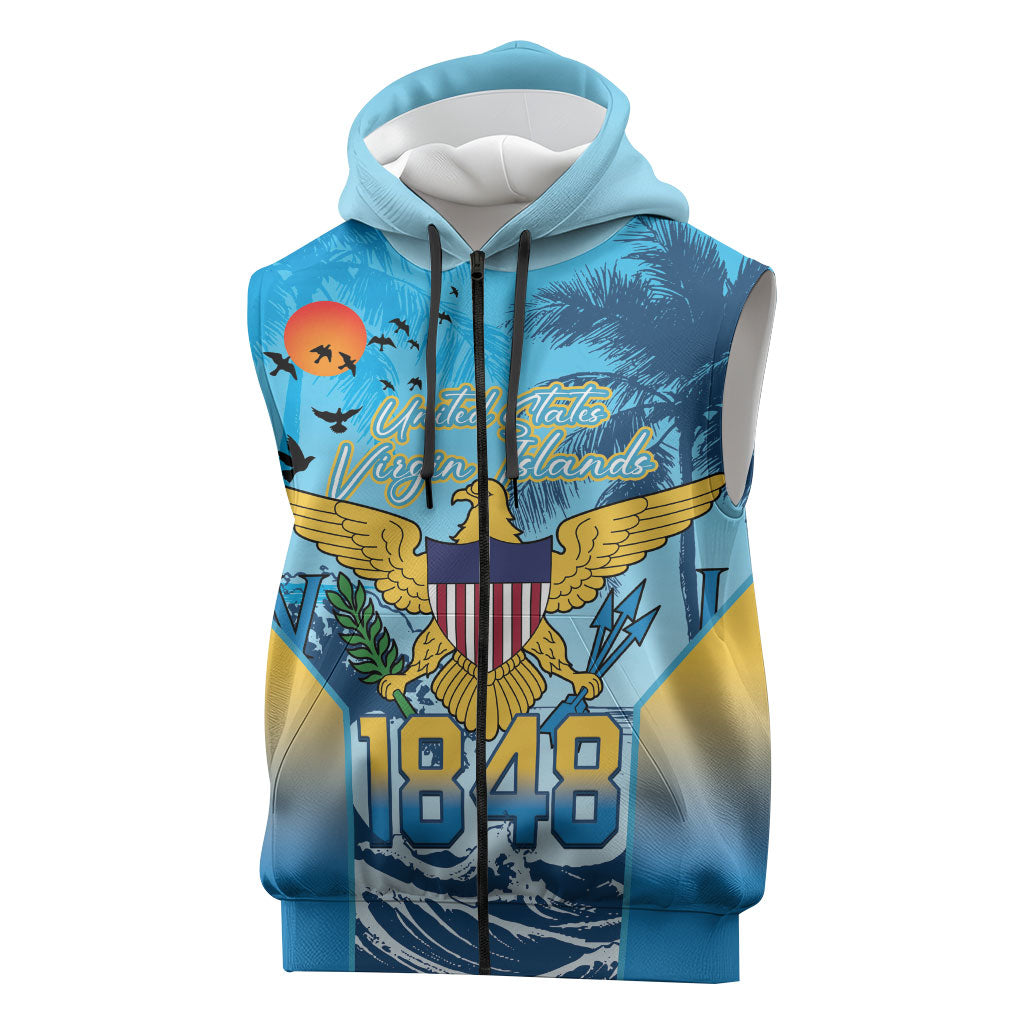 US Virgin Islands Independence Day Personalized Sleeveless Zip Hoodie 1848 Proud Palm Tropical Style