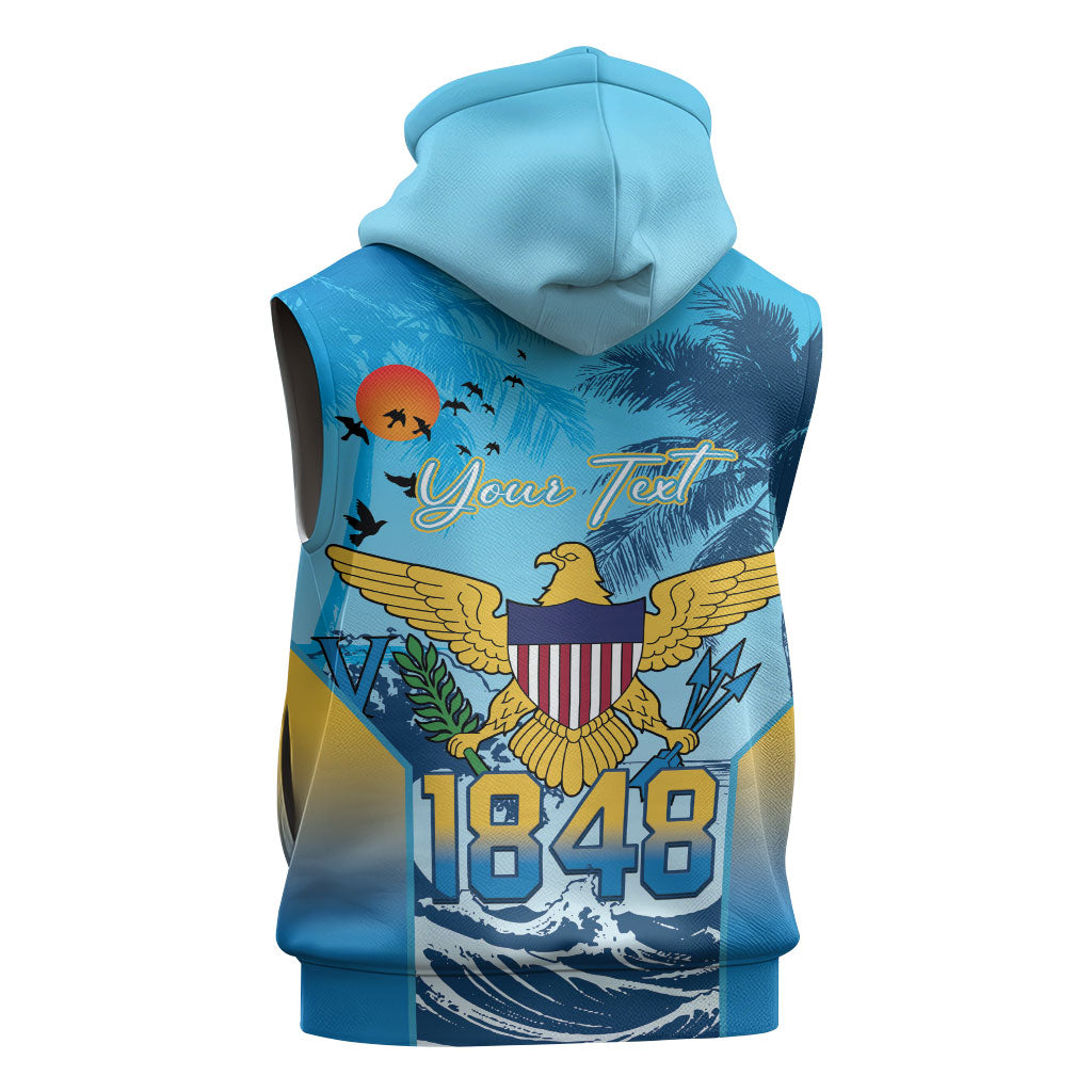 US Virgin Islands Independence Day Personalized Sleeveless Zip Hoodie 1848 Proud Palm Tropical Style