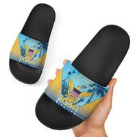 US Virgin Islands Independence Day Slide Sandals 1848 Proud Palm Tropical Style