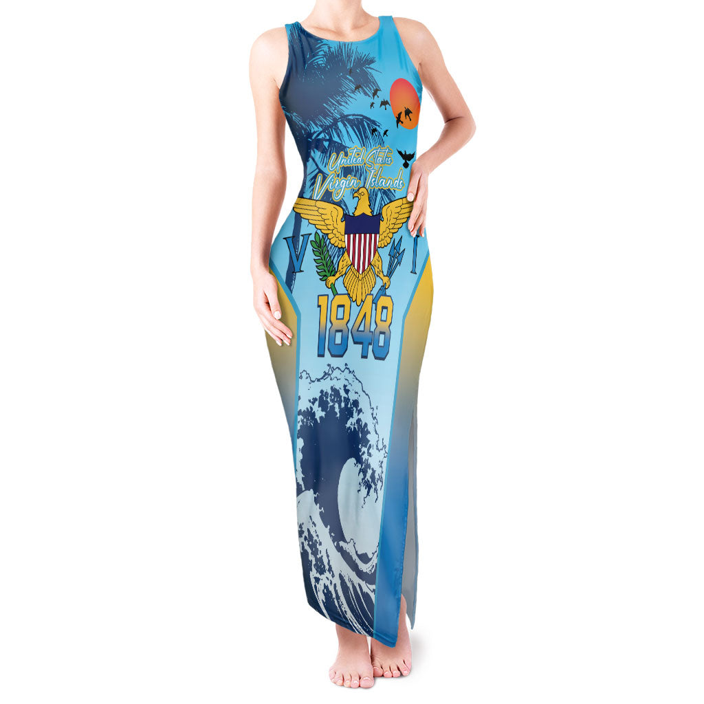 US Virgin Islands Independence Day Personalized Tank Maxi Dress 1848 Proud Palm Tropical Style