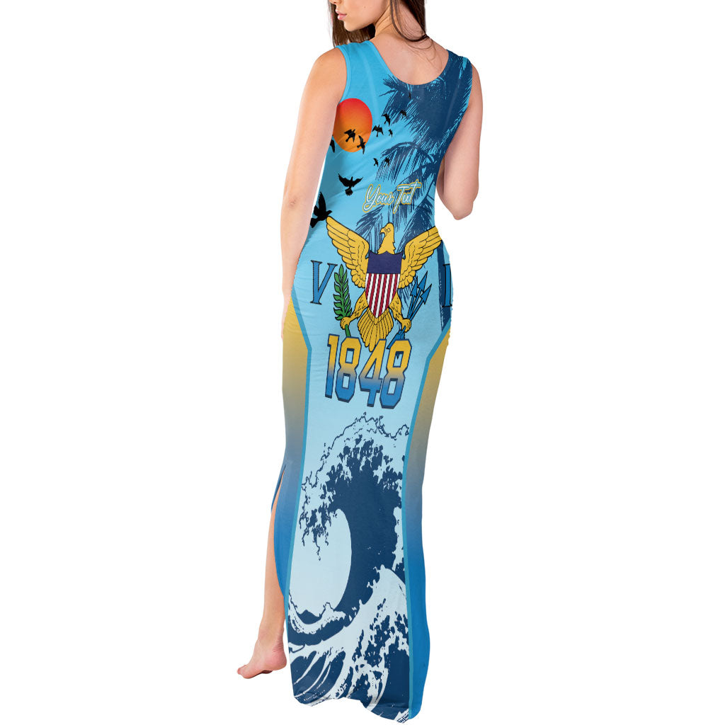 US Virgin Islands Independence Day Personalized Tank Maxi Dress 1848 Proud Palm Tropical Style
