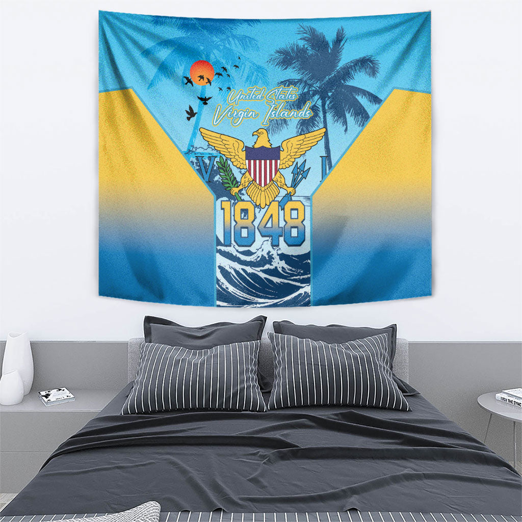 US Virgin Islands Independence Day Tapestry 1848 Proud Palm Tropical Style