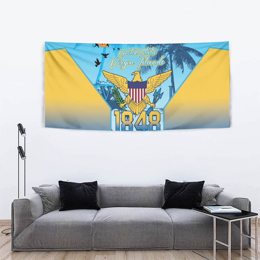 US Virgin Islands Independence Day Tapestry 1848 Proud Palm Tropical Style