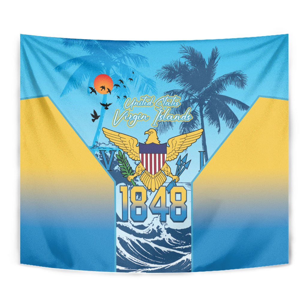 US Virgin Islands Independence Day Tapestry 1848 Proud Palm Tropical Style