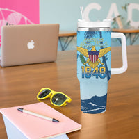US Virgin Islands Independence Day Personalized Tumbler With Handle 1848 Proud Palm Tropical Style