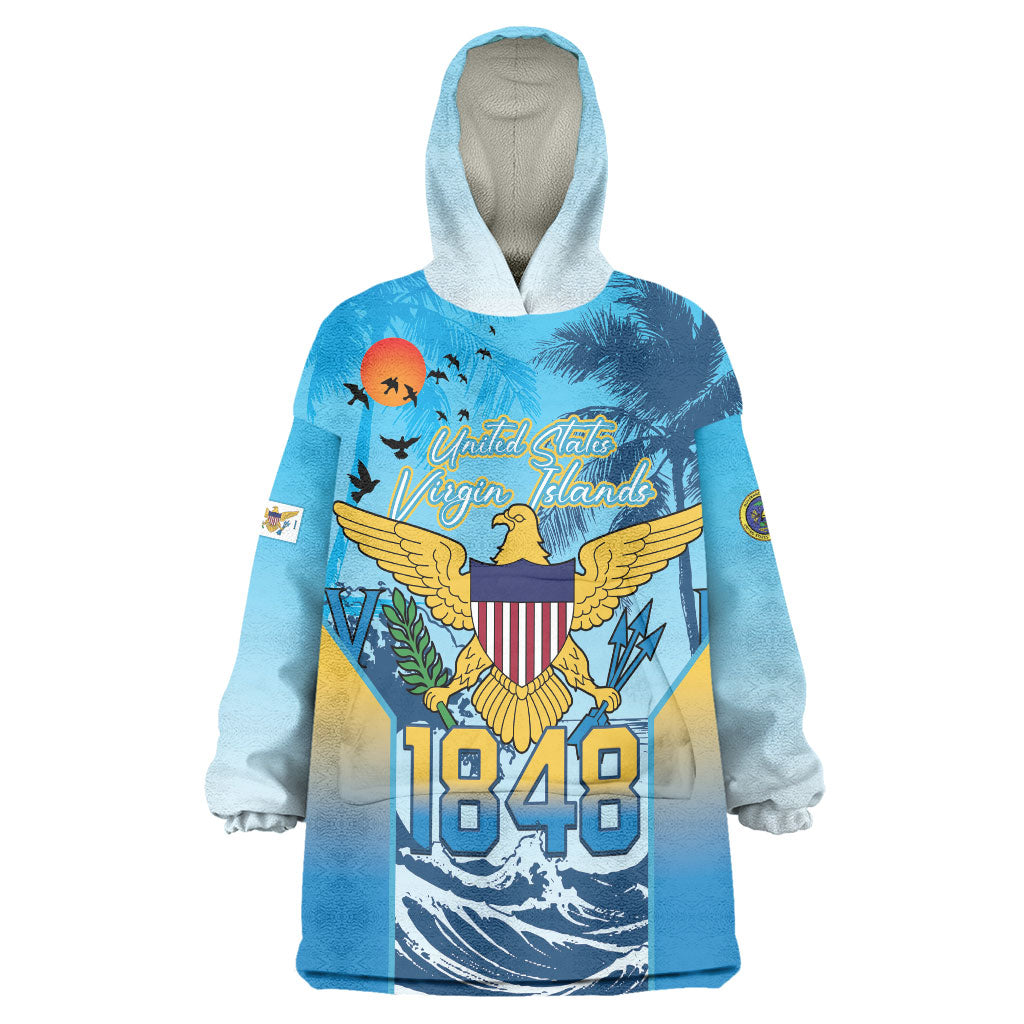 US Virgin Islands Independence Day Personalized Wearable Blanket Hoodie 1848 Proud Palm Tropical Style
