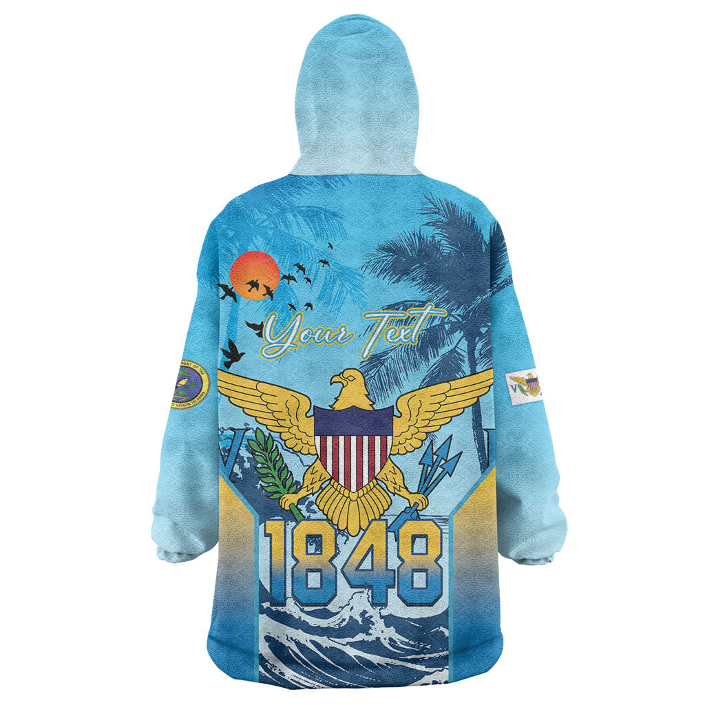 US Virgin Islands Independence Day Personalized Wearable Blanket Hoodie 1848 Proud Palm Tropical Style