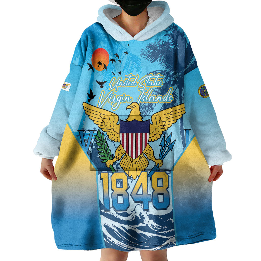 US Virgin Islands Independence Day Personalized Wearable Blanket Hoodie 1848 Proud Palm Tropical Style