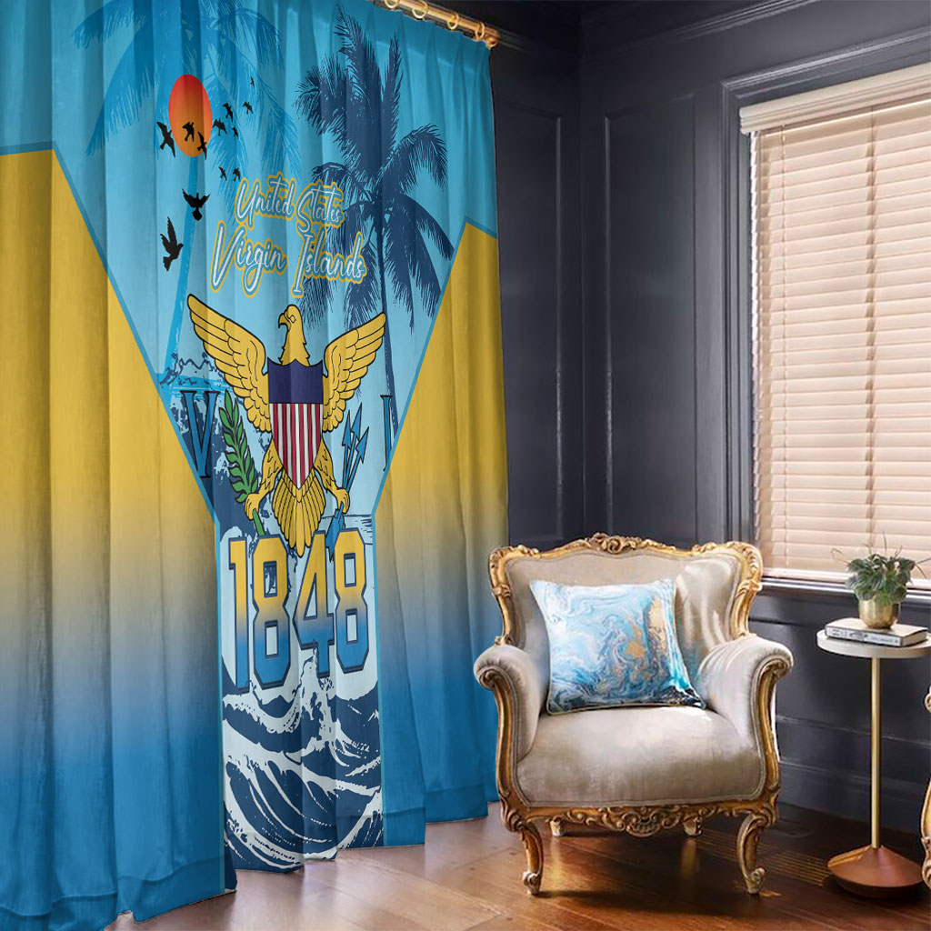US Virgin Islands Independence Day Window Curtain 1848 Proud Palm Tropical Style